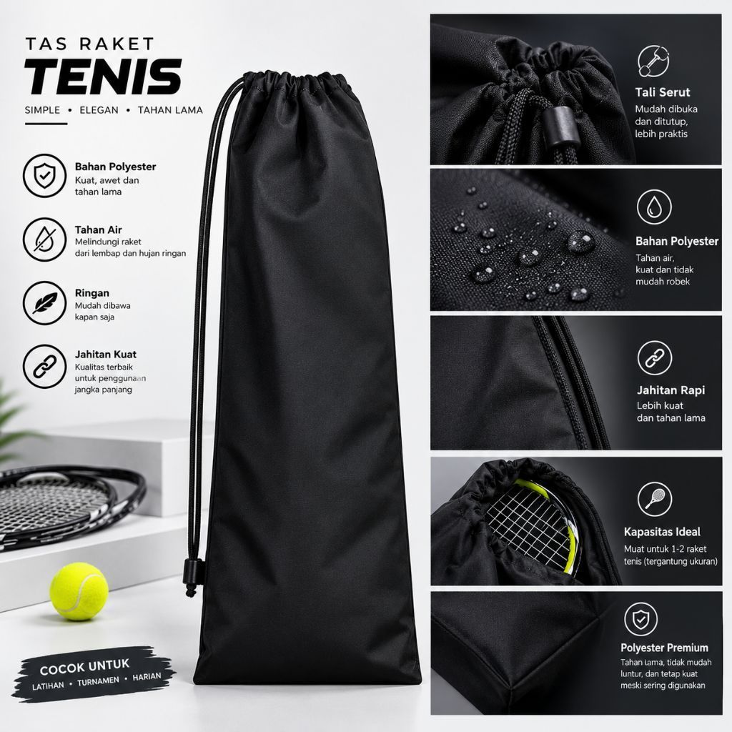Tas Raket Tenis Lapangan Cover Raket Tenis Pelindung Raket Tenis