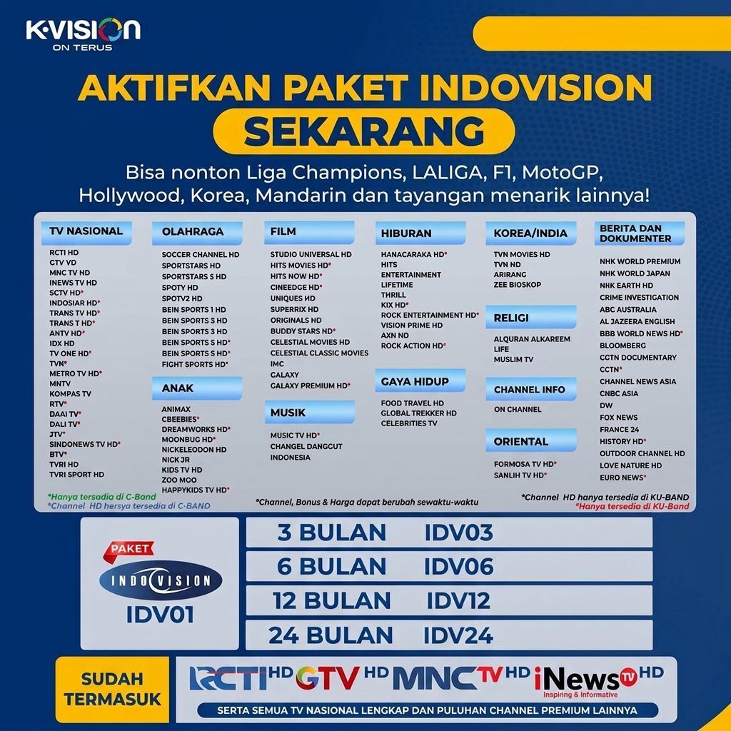 Voucher K Vision Paket Indovision IDV12 K-Vision 360 Hari