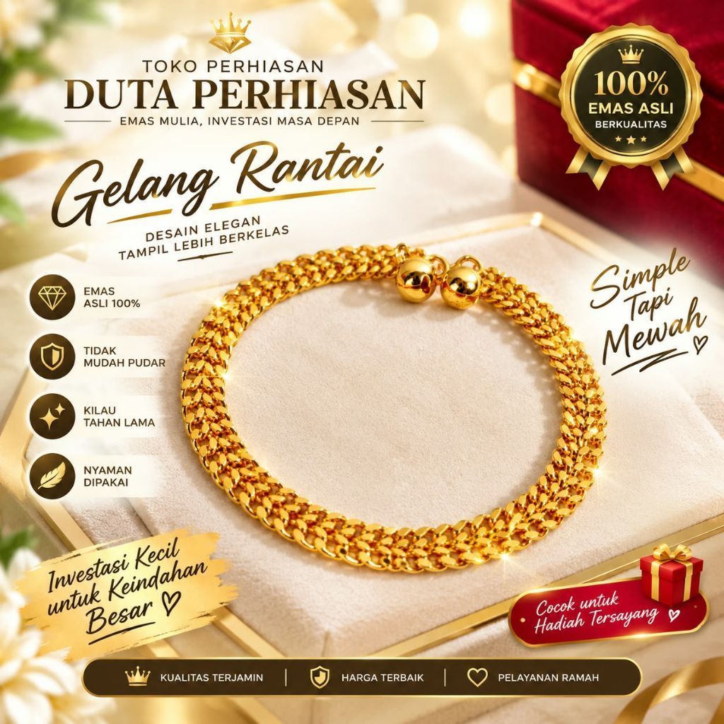 gelang wanita ranta tikar lapis emas muda dapat surat dari tokoh