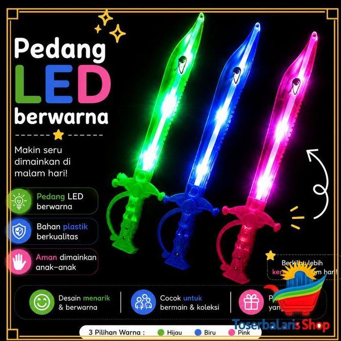 JAZZETRRY Mainan Anak Pedang Lampu LED Mainan Tongkat Pedang Mainan Pedang Led Lampu Nyala Mainan An