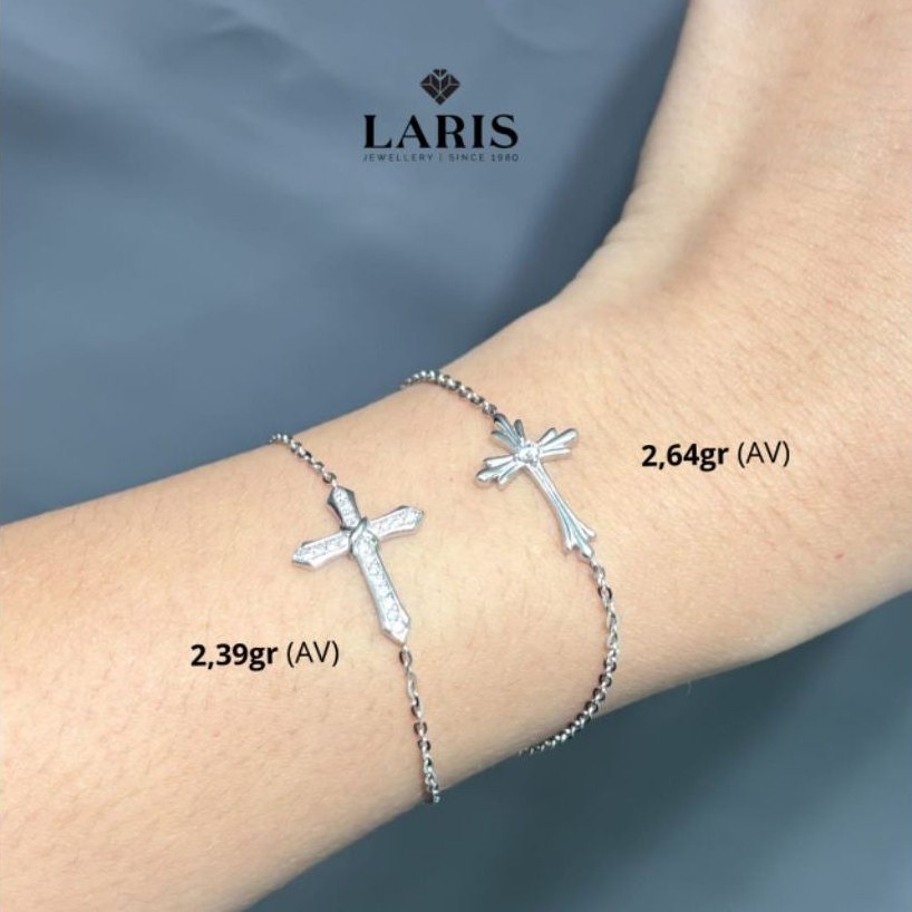 Laris jewellery gelang rantai emas putih