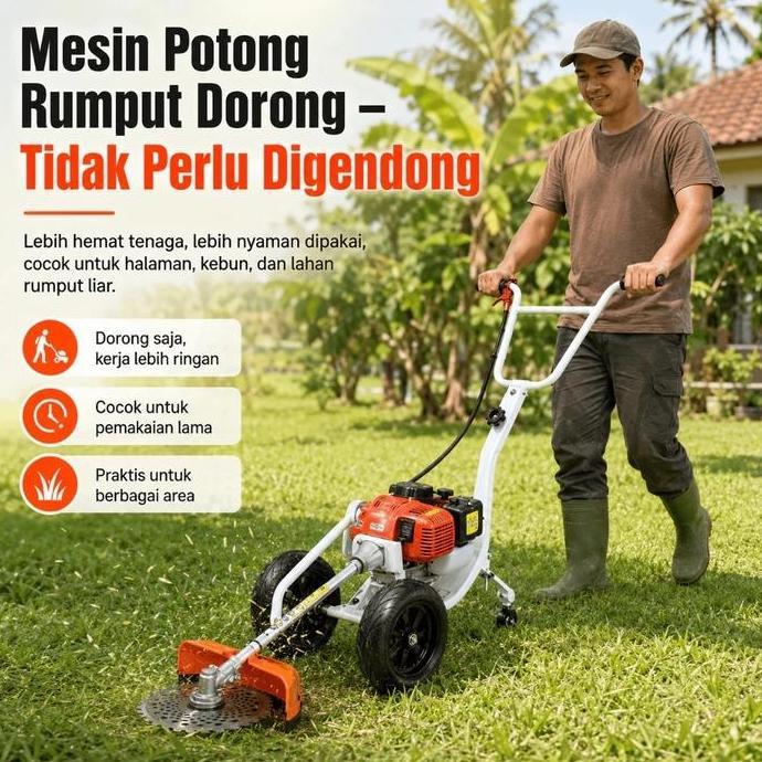 REAIM Mesin Potong Rumput Dorong 2TAK mesin pemotong rumput dorong Arit rumput Pemotong Rumput 52CC