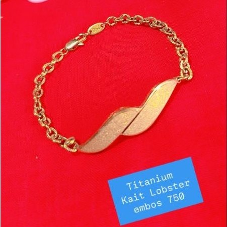 Gelang titanium asli berlapis emas kait lobster kode 750