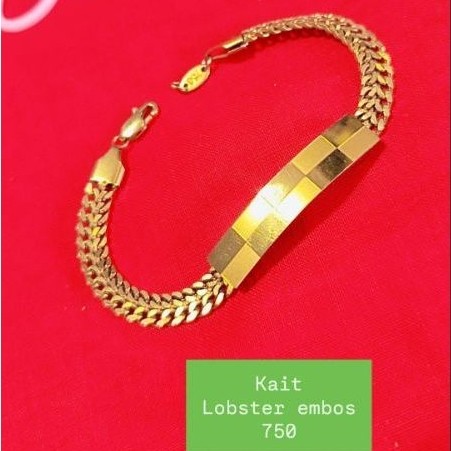 Gelang titanium asli berlapis emas kait lobster kode 750