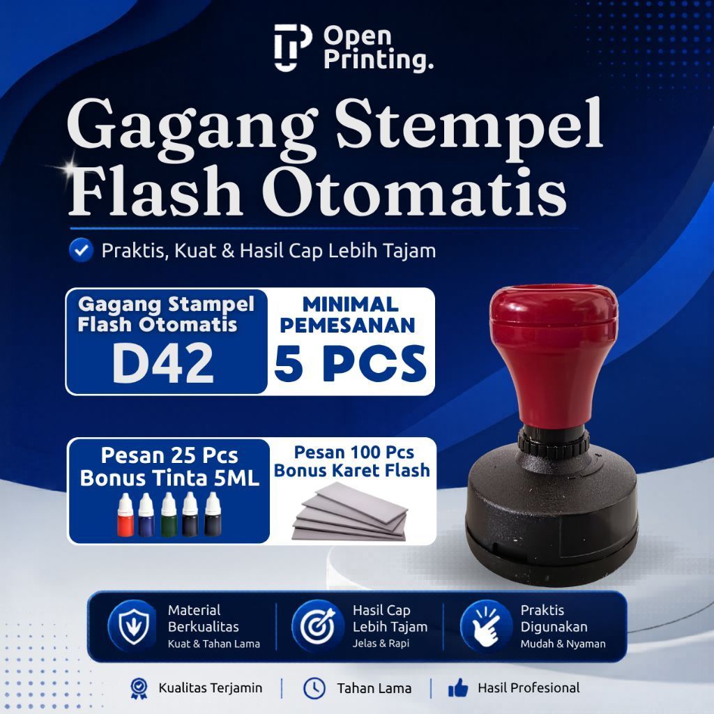 Gagang Stempel Flash Otomatis Bulat D42 Grosir