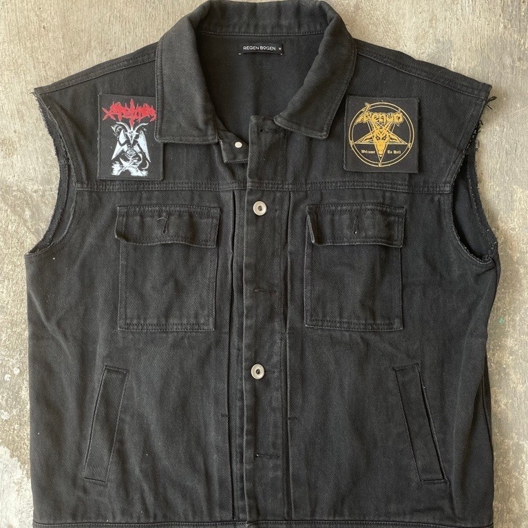 Vest denim black metal