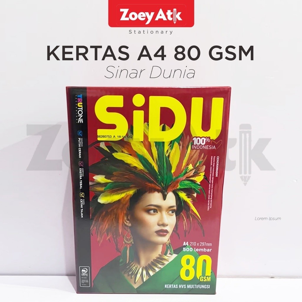 Kertas HVS A4 80 Gram Sinar Dunia SIDU / HVS A4 SIDU 80 GRAM