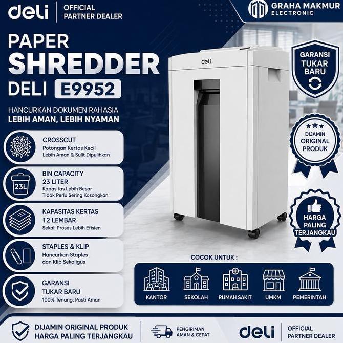 Pilihan - Deli E9952 Penghancur Kertas - Paper Shredder Deli E9952