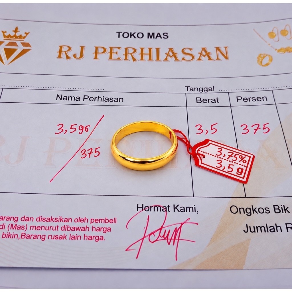 Cincin Polos Emas Muda Asli Kadar 875 Berat 2gram Ada Surat