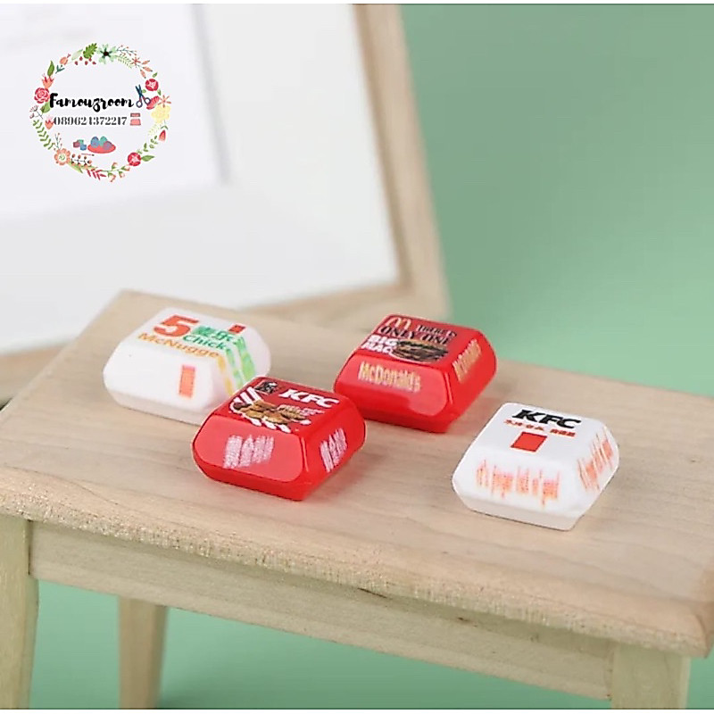 Miniatur Kotak Burger KFC - Miniatur Kotak Chicken Nugget McDonalds - Miniatur Kotak Ayam Goreng - D