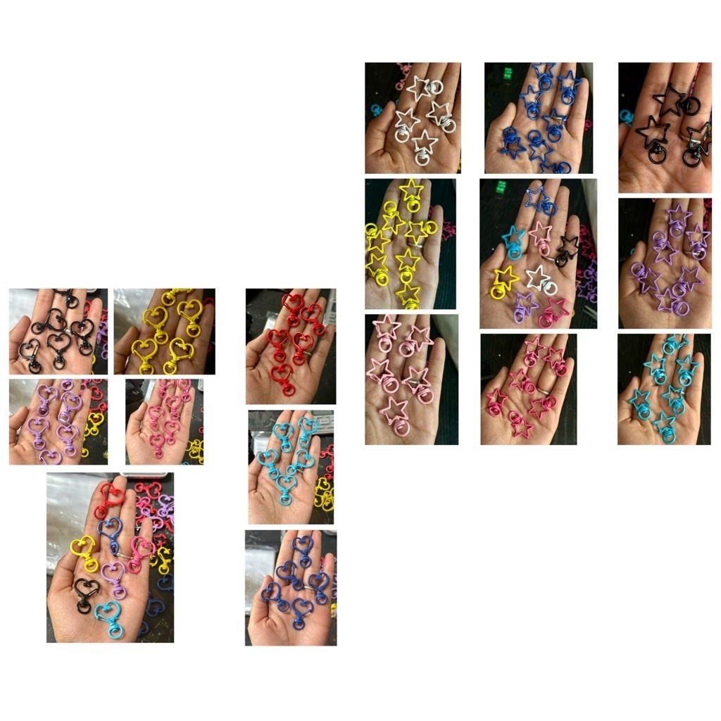 KAITAN GANTUNGAN TAS (5pcs) / PENGAIT BESI LOVE / PENGAIT BESI BINTANG / CLASP GANTUNGAN TAS