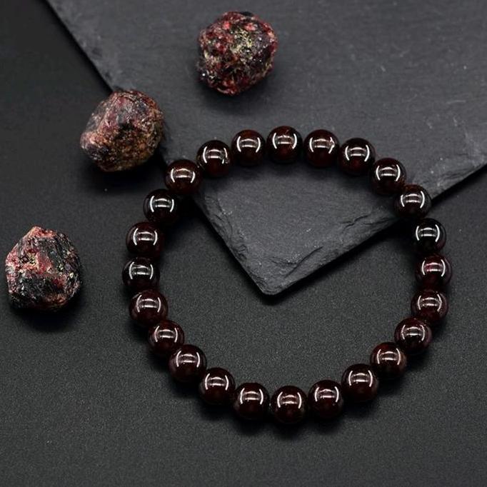 Gelang Bio Magnet Kesehatan Batu Merah Red Garnet Pria / Wanita Agate Asli Fwngshui Import Quality B
