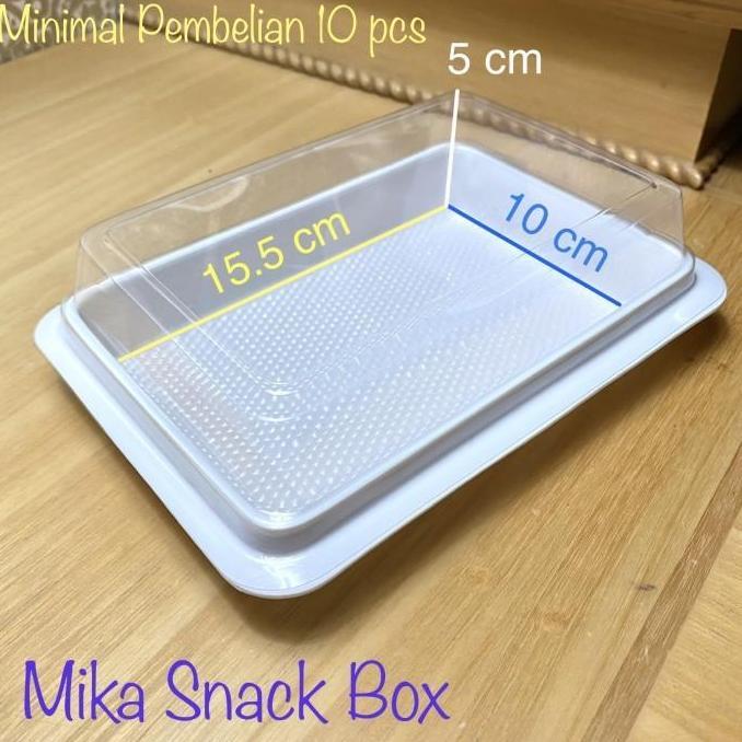 [Isi10] Mika Snack Box Putih / Mika Kue Brownies / Bento Tanpa Sekat