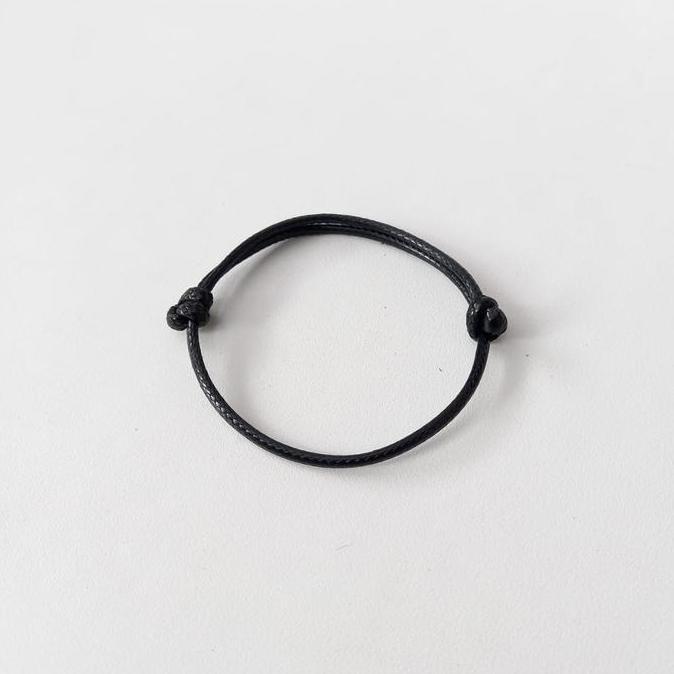 Zafa Gelang tali pria wanita hitam simpel tahan air elegant keren / gelang simple hitam - Simple