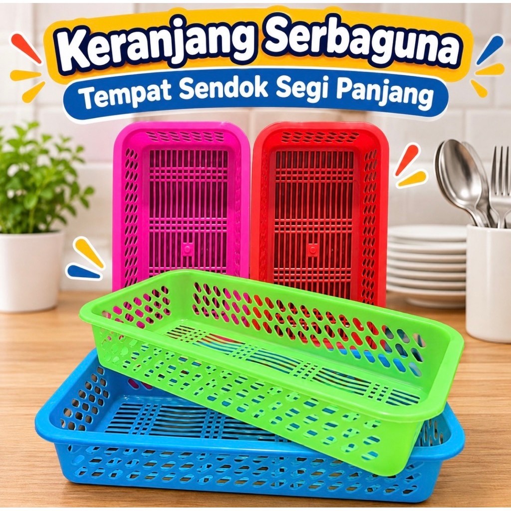 Keranjang Plastik Kecil Serbaguna / Tempat Sendok Segi Panjang
