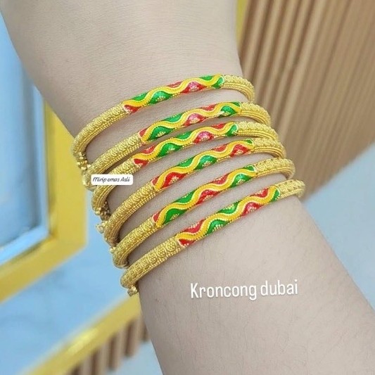 #EW Gelang keroncong Dubai Lapis emas(Bukkan samping?
