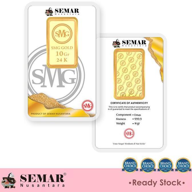 Terlaris Logam Mulia Smg Gold Press 10Gram Emas Batangan Semar Nusantara