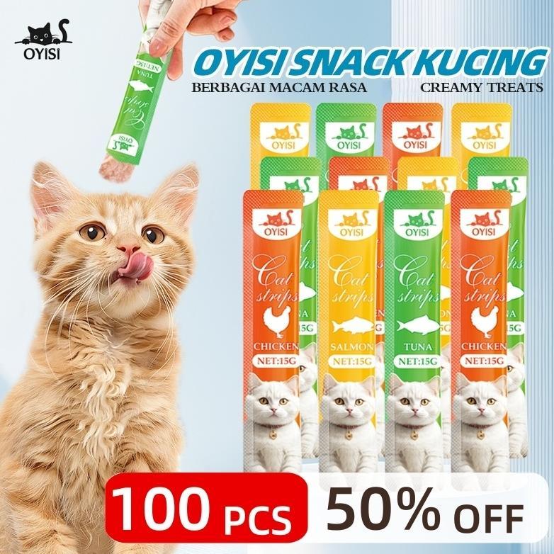 Bundling Snack Kucing 100 Pcs Cemilan Kucing Bergizi Cat Snack Creamy Grosir Makanan Kucing Termurah