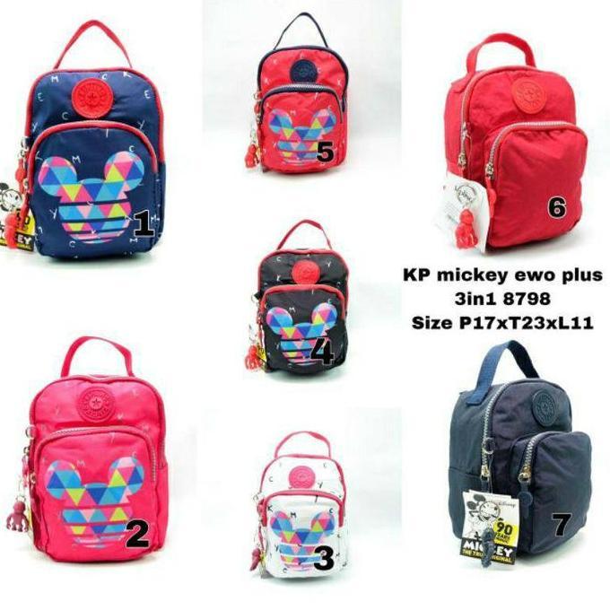 Tas Ransel Kipling 3in1 / Selempang Kipling Karakter / Backpack Mickey