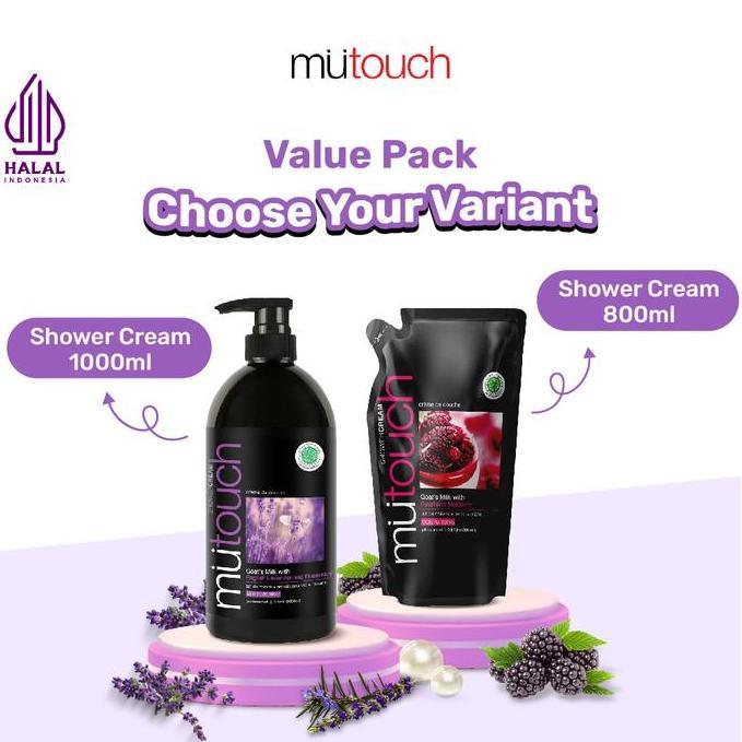 Pasticepat- Paket Mutouch Shower Cream 1000Ml + Mutouch Shower Cream 800Ml - Sabun Mandi