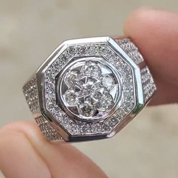 cincin perak pria berlian eropa