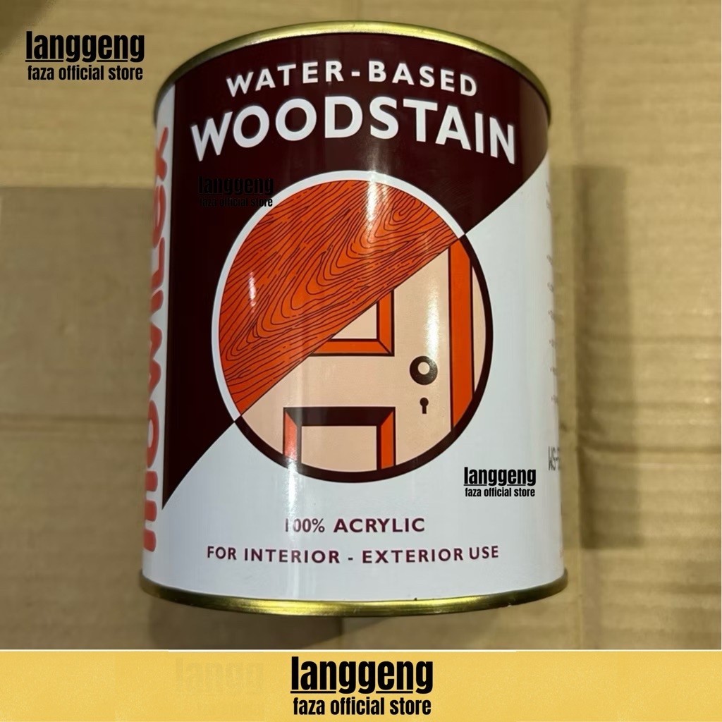 Politur Kayu MOWILEX WOODSTAIN Water Based(1 Liter) Cat Politur Pelapis Kayu Kualitas Premium -Mengg