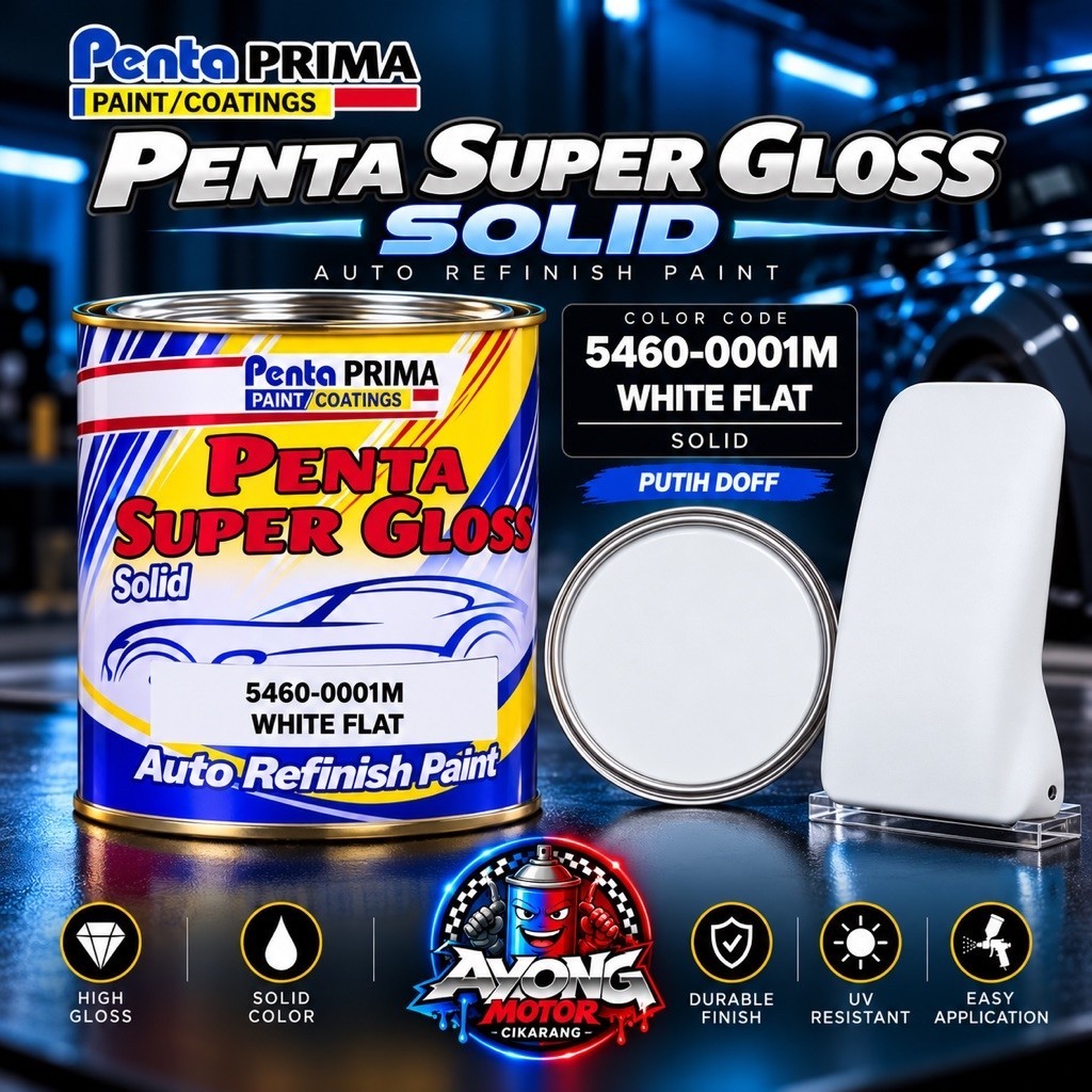 Cat Penta Super Gloss/Cat Duco 0001M NC White Flat (Putih Doff)