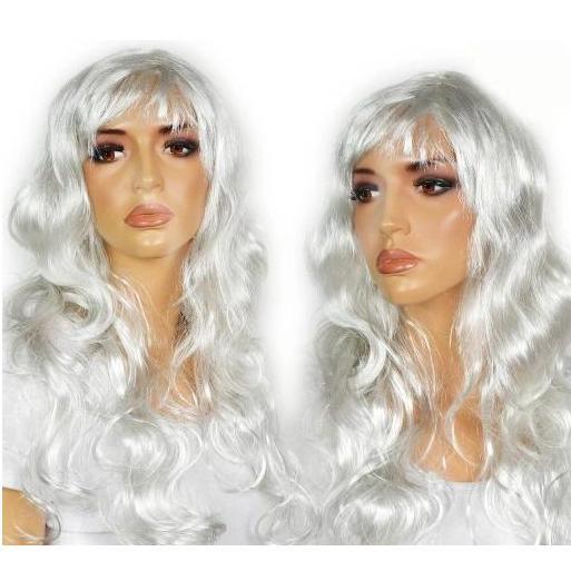 WIG WARNA PUTIH PANJANG KERITING COSPLAY ZEUS SANTA HTS