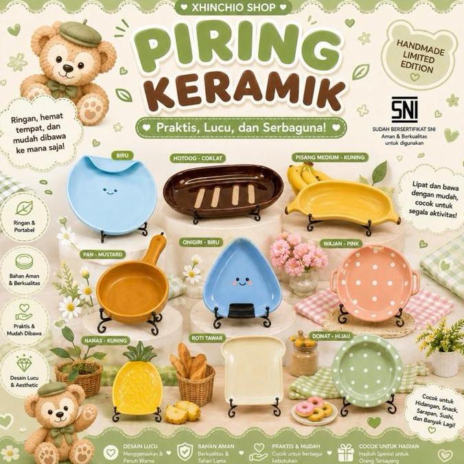 PREMIUM ( PIRING) KERAMIK (HANDMADE KERAMIK) SALE PIRING KERAMIK ESTETIK DAN LUCU
