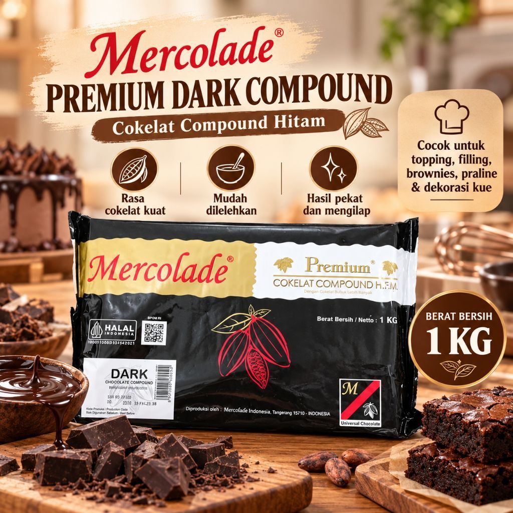 Coklat Batang Mercolade 1kg | Dark Compound Mercolade 1kg