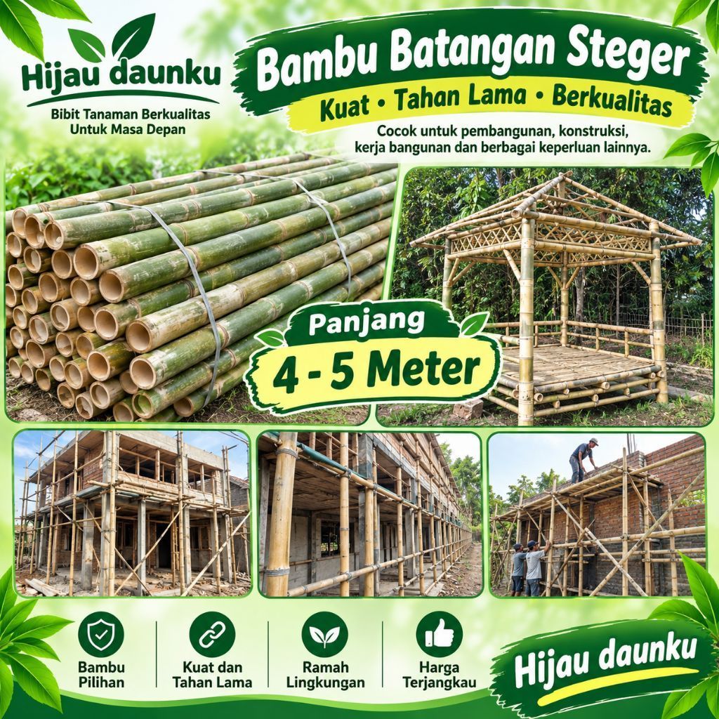 Bambu Batangan Steger Bangunan Atau Proyek Cor dan Kandang Diameter 8-10cm Minimal Order 100 Batang 