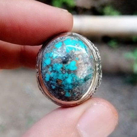 Cincin Batu Akik Pirus Persia Lawasan Ngrikil