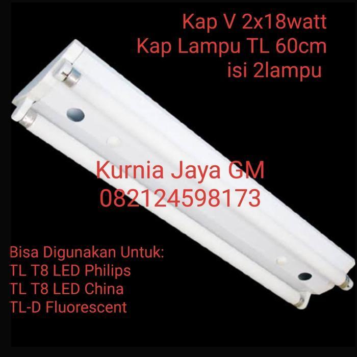 Kap Lampu TL 2x18watt / Kap V isi 2 lampu 60cm / Kap Lampu TL 2 lampu