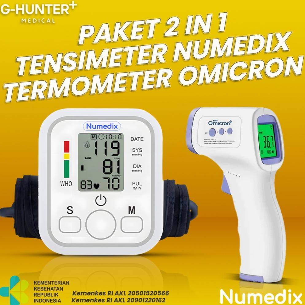 NUMEDIX PAKET BUNDLING TENSIMETER DIGITAL / THERMOGUN ALAT CEK DARAH DAN CEK SUHU TUBUH INFRARED / T