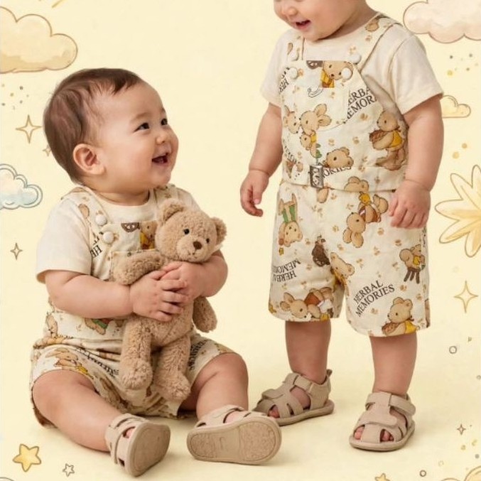 Overall bayi motif beruang vintage RARE-franjani