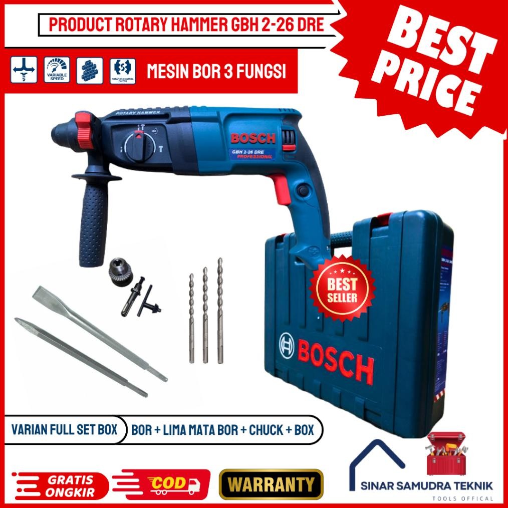 FLASH SALE  BOR BETON BOSCH 2-26 DRE 3 FUNGSI ROTARY HAMMER (MESIN BOBOK) aSt