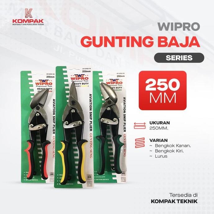 WIPRO | GUNTING SENG 10" Gunting Baja Ringan Gunting Holo Bengkok Kiri