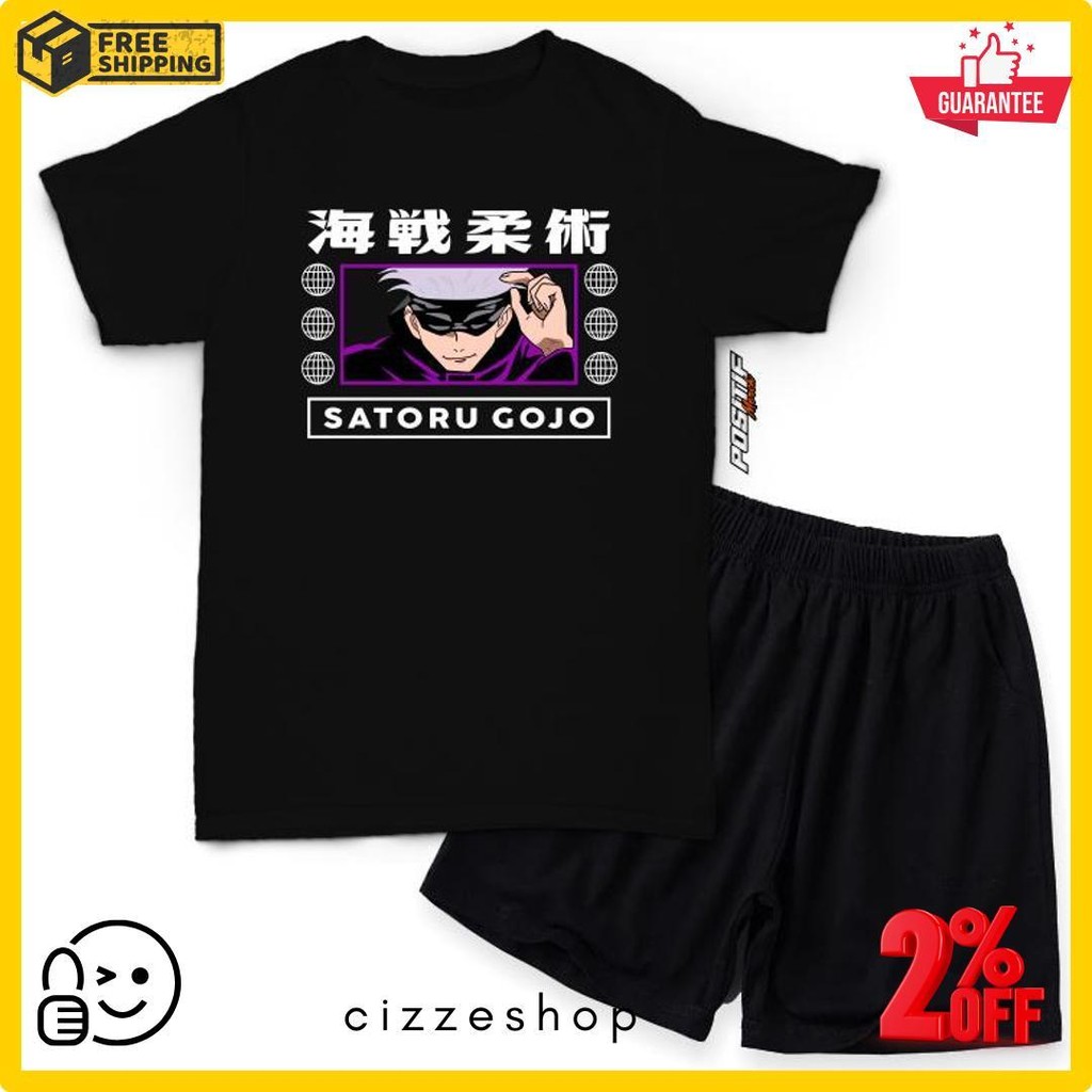 Diskon Kemerdekaan Positif Merch Baju Kaos Anak Setelan Satoru Gojo Anime Harian Laki Perempuan