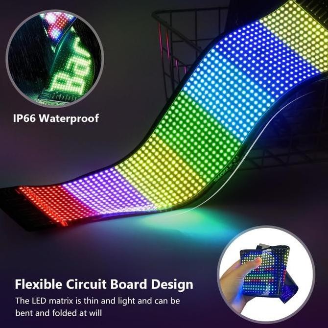 Panel Modul Led Matrix Lampu Mobil Bluetooth Fleksibel Running Text Animasi Colorful Screen 5V Allsh