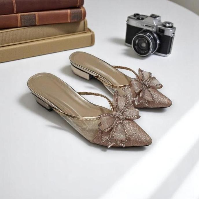 sandal mules 3cm heels elegan wedding shoes seserahan YS