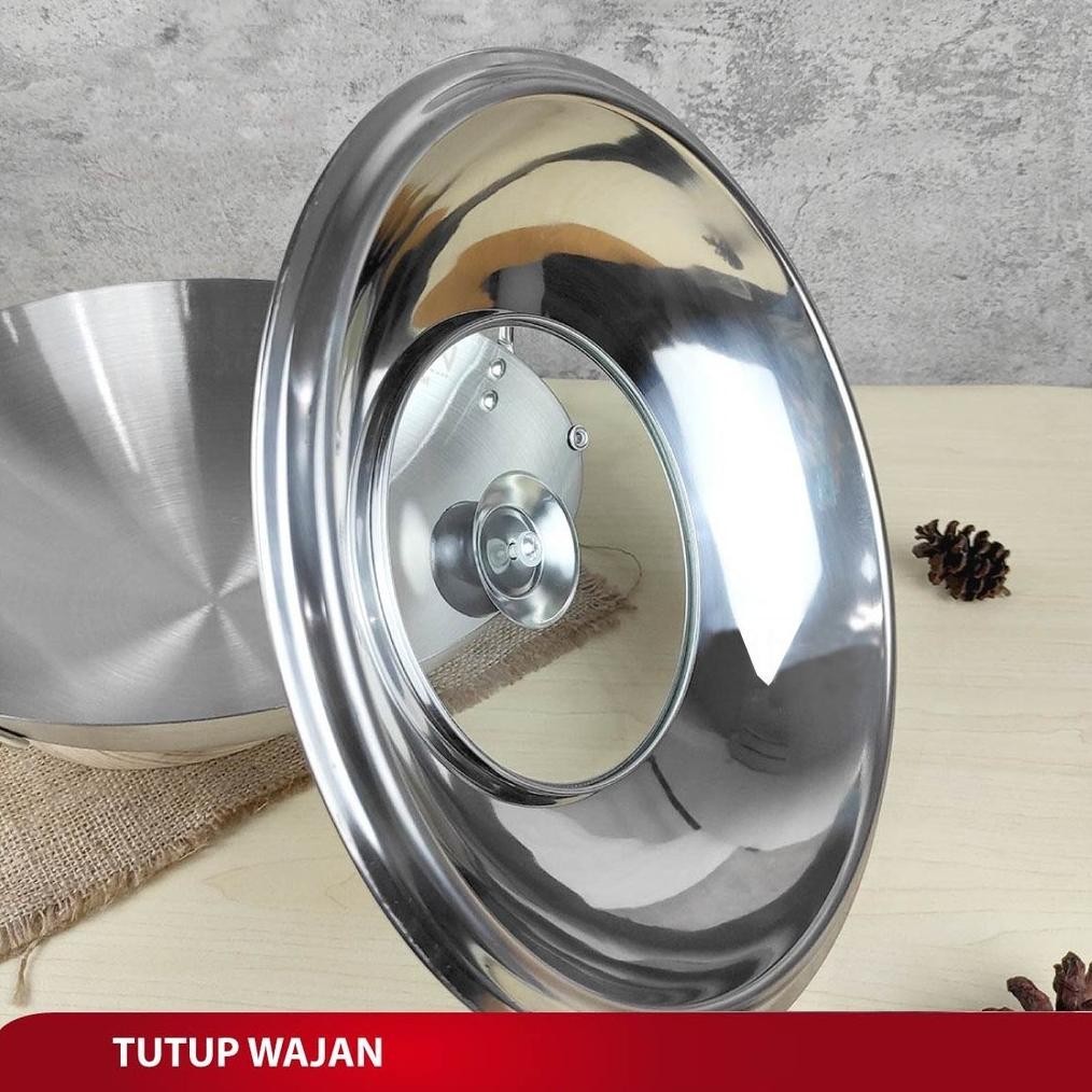 MJ - TUTUP KUALI PANCI MASAK UK 28/30/32/34/36CM - TUTUP KUALI STAINLESS KACA KUALI PANCI BASKOM PEN