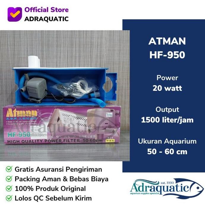Promo ATMAN HF-950 POWER LIQUID FILTER 50-60CM POMPA AIR CELUP AQUARIUM COD