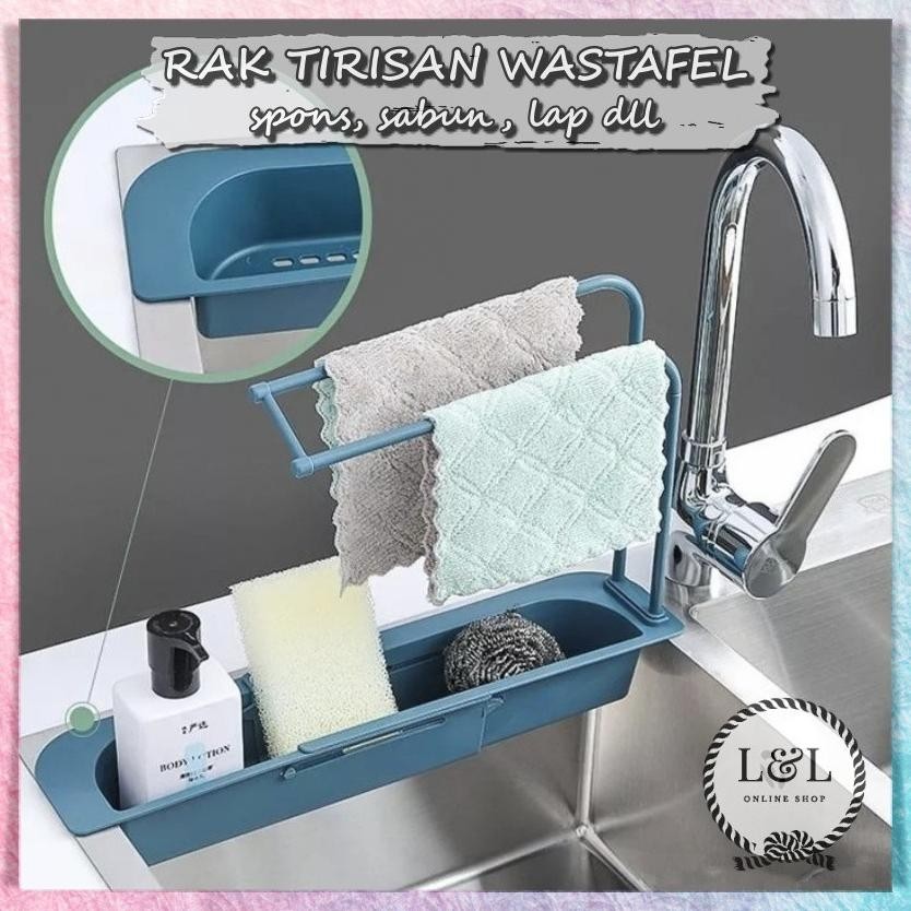 Rak Tirisan Spon | Tempat Spons Cuci Piring Lap Meja Dapur Wastafel | Kitchen Sponge Rag Rack aSt