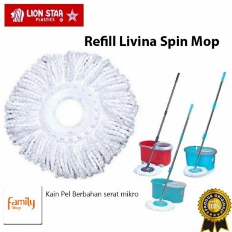 Refill Pel Lantai Livina Spin Mop BM 50 Untuk Ember Lion Star Pel BM 45 / 51 aSt