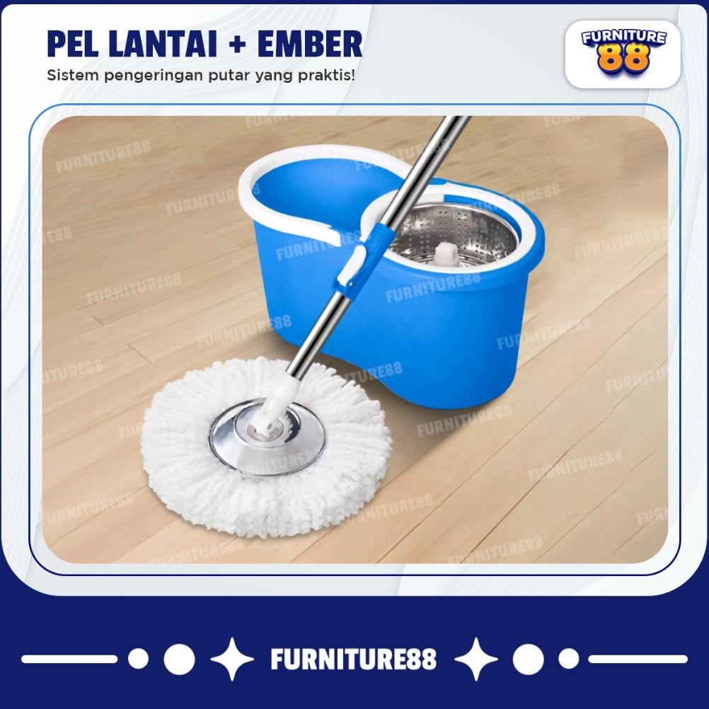 Spin Mop Alat Pel Lantai Set Ember Pengering Putar Rotary Mop Super Mop - Furnitur88 aSt