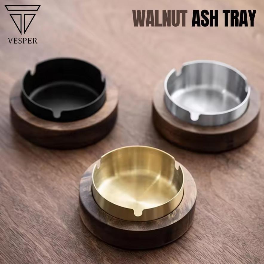 walnut ash tray with lid asbak stainless tutup kayu / tempat puntung rokok aesthetic color aSt