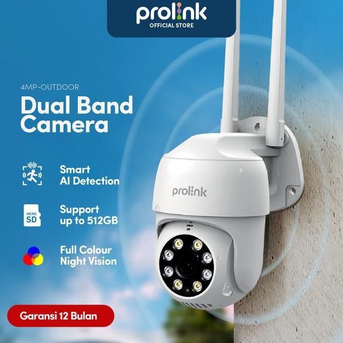 Prolink 4MP Smart IP Cam CCTV Wifi Dual Band Outdoor QHD | 360 View | Resolusi 2,5K Kamera | 2 Way A
