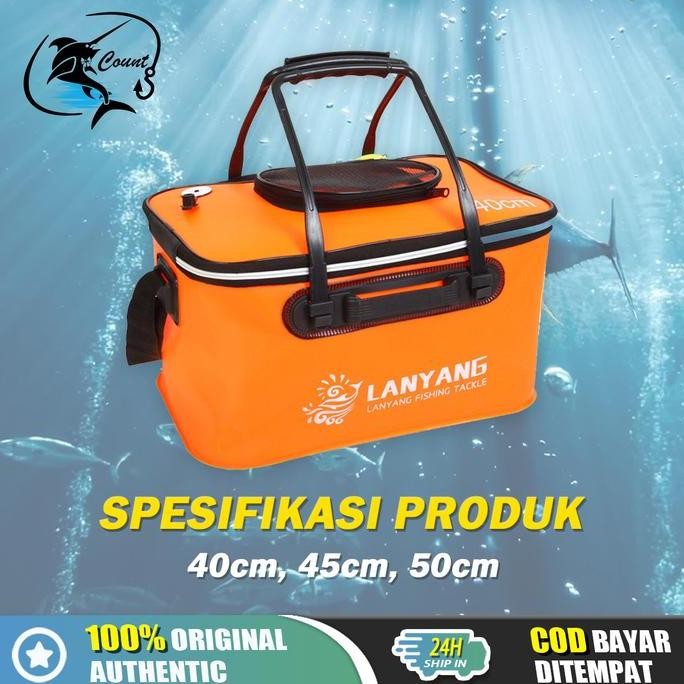 Box Umpan Pancing 40CM 45CM 50CM / Box Ikan Portble Bahan EVA / Ember Lipat Umpan Pancing Hidup Box 