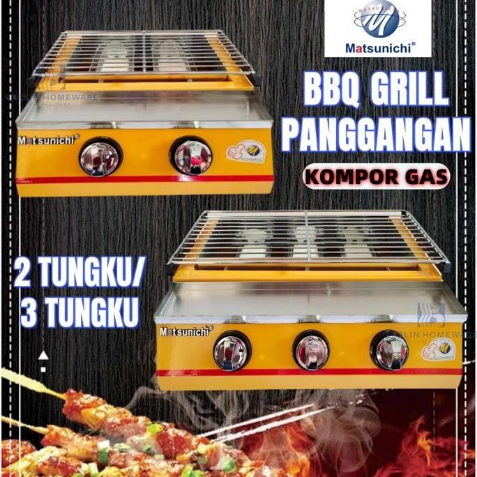 Alat Pemanggang Barbeque Matsunichi 2 & 3 Tungku Griller Trio BBQ Grill Paket Regulator Gas Kompor P