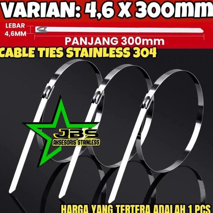 

(:(:(:(] 100PCS KABEL TIES LEBAR 4,6MM STAINLESS 304 PANJANG 30CM TALI PENGIKAT